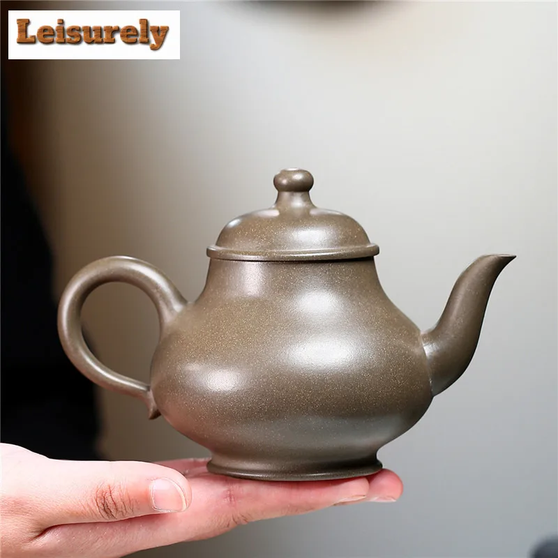 270ml Ancient Yixing Purple Clay Teapot Handmade High Pan Pot Raw Ore Crab Shell Cyan Mud Kettle With Strainer Zisha Teaset Gift