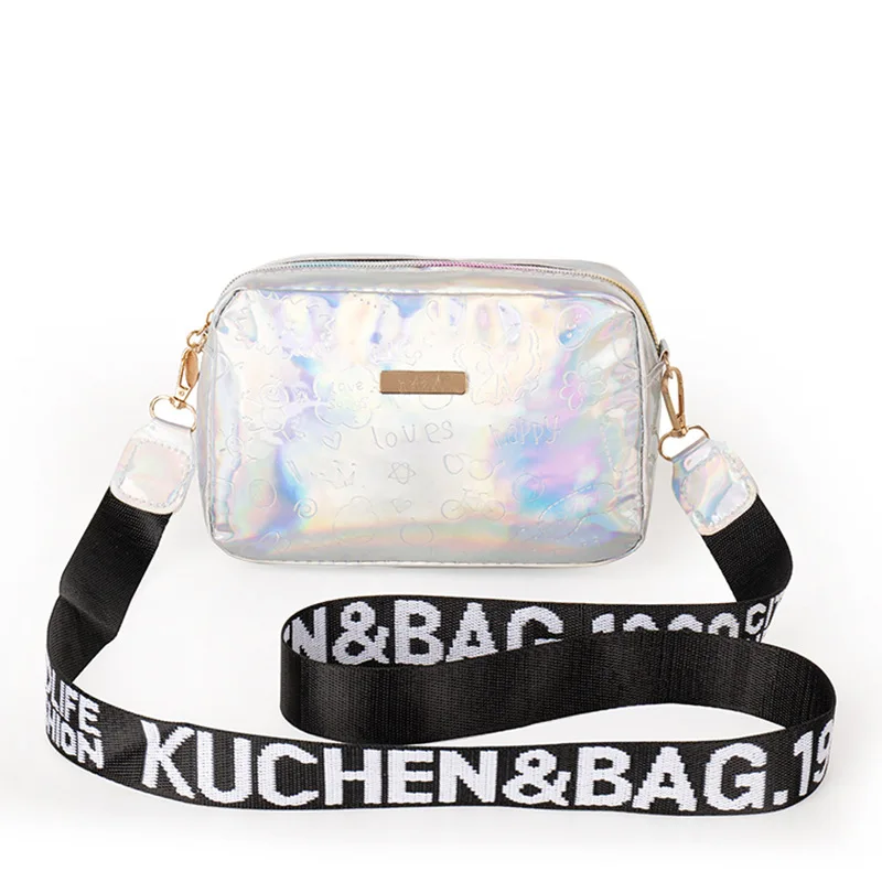 PVC Women Laser Crossbody Bag Fashion Messenger Shoulder Bag PVC Jelly Small Tote Messenger Candy Colors Bags Cosmetic Bag