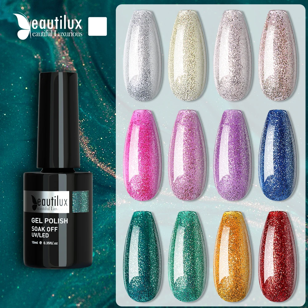 

Beautilux Diamond Platinum Nail Gel Polish UV LED Semi Permanent Nails Art Varnish Winter Christmas Bling Gloss Nail Lacquer