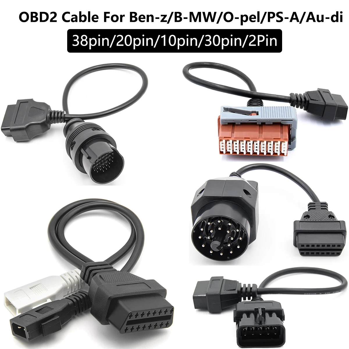 

16-контактный гнездовой разъем для OBD-кабеля 38-контактный 20-контактный 30-контактный 10-контактный 2-контактный разъем для B-MW/Be-nz/Ope-l/Au-di/P-SA адаптер OBDII автомобильные аксессуары