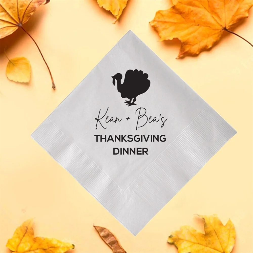 

50PCS Thanksgiving Napkins for Guest, Personalized Thanksgiving Napkin Favors, Customized Thanksgiving Napkins, Printed Thanksg