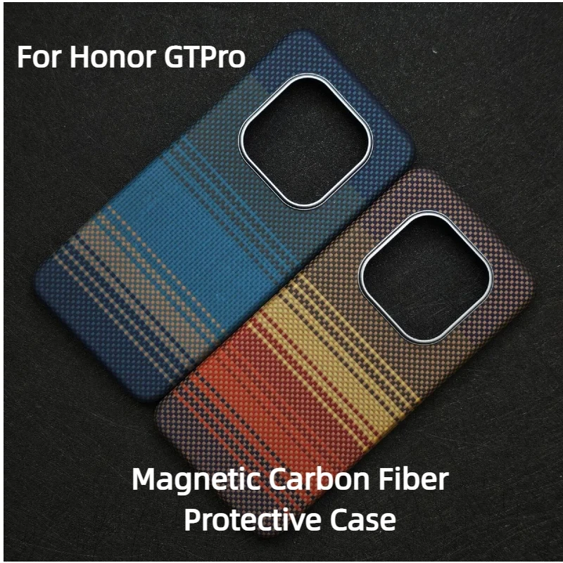 

Магнитный защитный чехол из углеродного волокна для Honor GT Pro Magsafe, чехол для зарядки, арамидное волокно, магнитный жесткий чехол с защитой от царапин