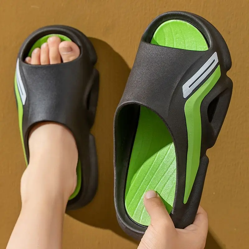 Sandal PVC pria, Sandal PVC sol lembut Non slip kasual pantai luar ruangan Flip flop rumah kamar mandi pasangan