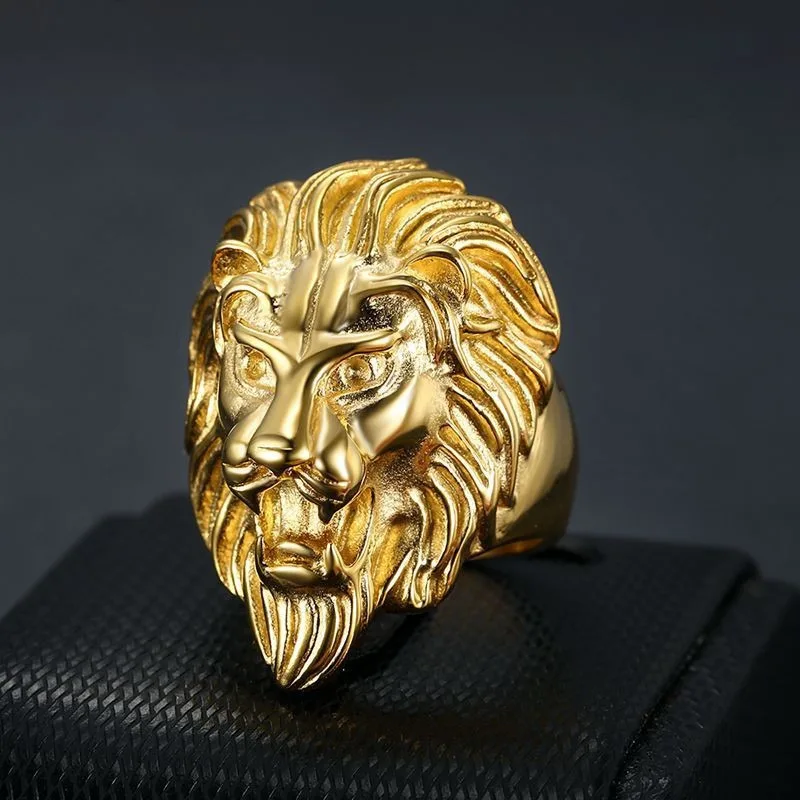 European and American new fashion personalized lion head shape men's domineering ring