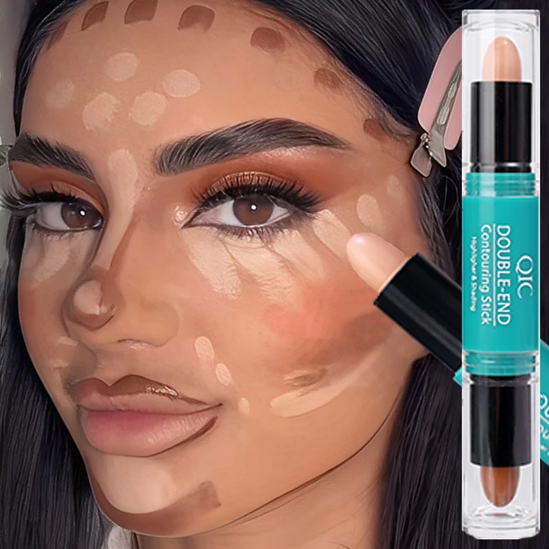 Waterproof Double-ended Face Contour Highlight Pen Lasting Silky Smooth Easy To Wear Matte V-face Shaping Bronzer Stick Cosmetic