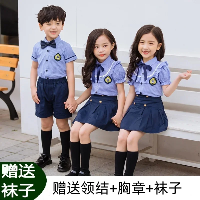 Children's costume British style kindergarten dress summer suit children's class dress new school uniform