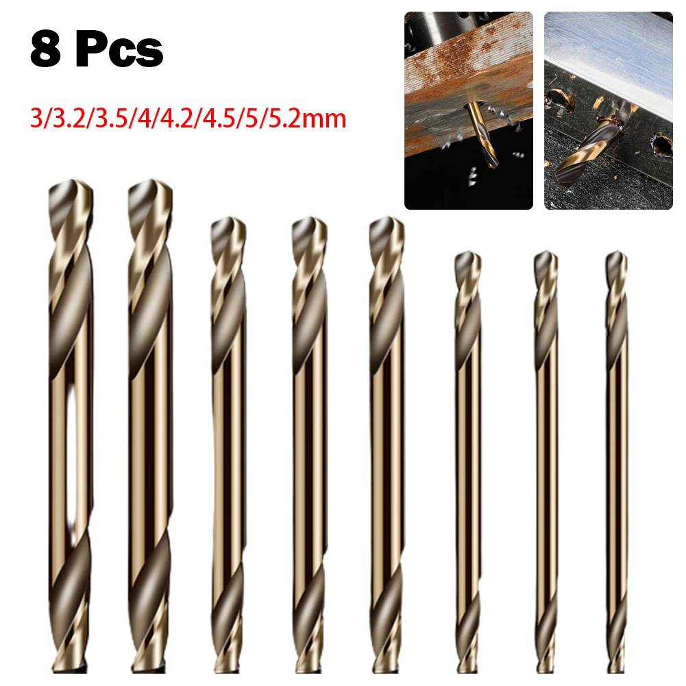 

8pcs Drill Bit Double Head Drill Bits Set Auger Drill Bit M35 Cobalt Drill Bit Stainless Steel Wood Drilling Power Tools