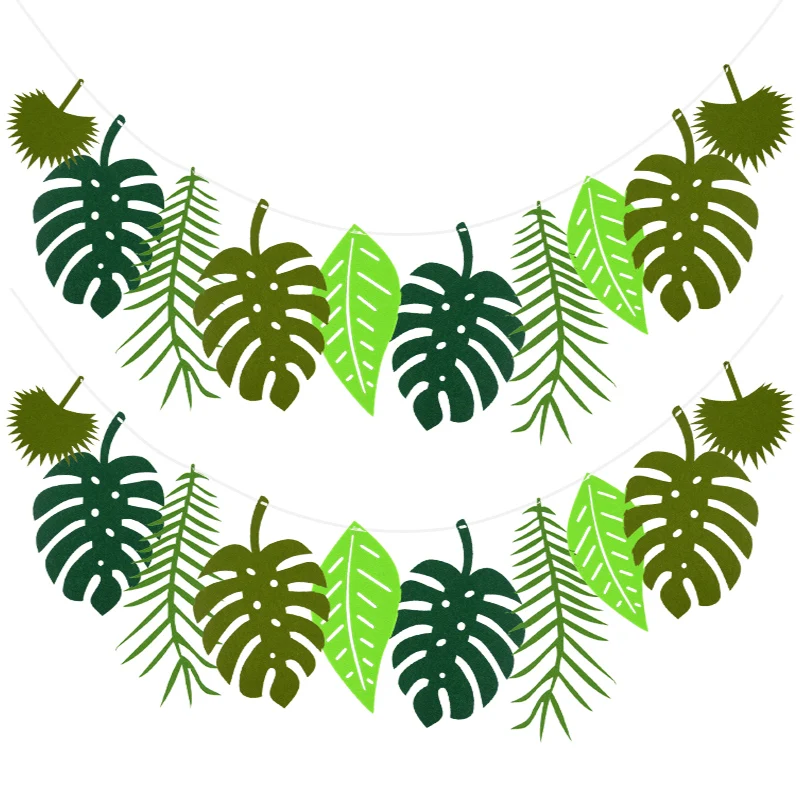 Green Turtle Leaf Banner Hawaii Dinosaur Birthday Party Palm Leaves Garland For Wedding Home Hanging Decor Jungle Tropical Party