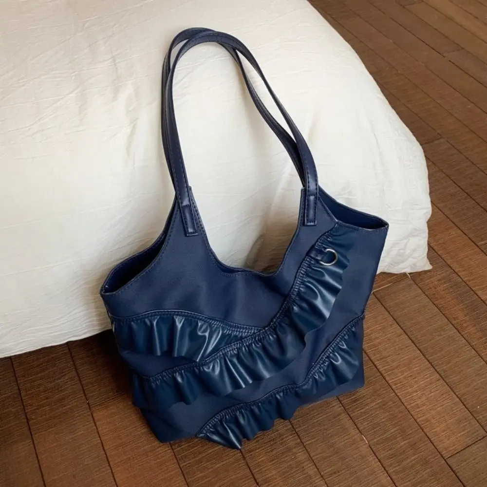 

Роскошная корейская сумка через плечо с оборками, стильная большая сумка из искусственной кожи с рюшами, милая женская сумка большой вместимости для девочек