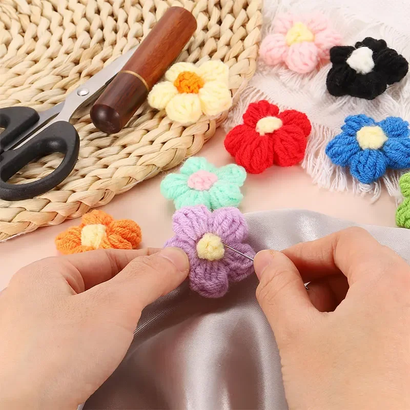 10-50 قطعة ملصقات زهرة الصوف DIY بها بنفسك الأحذية والقبعات الحرف اليدوية الخياطة الملابس القبعات مقاطع الشعر اكسسوارات الديكور