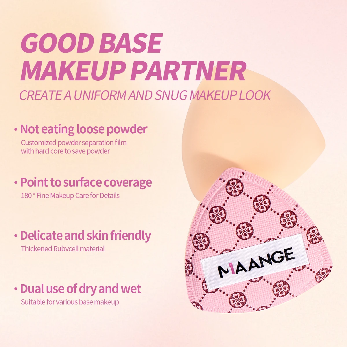 MAANGE 6pcs Makeup Tool Kit 4pcs Double Head Foundation Concealers Blush Eyeshadow Brushes with 2pcs Air Cushion Puffs Gift