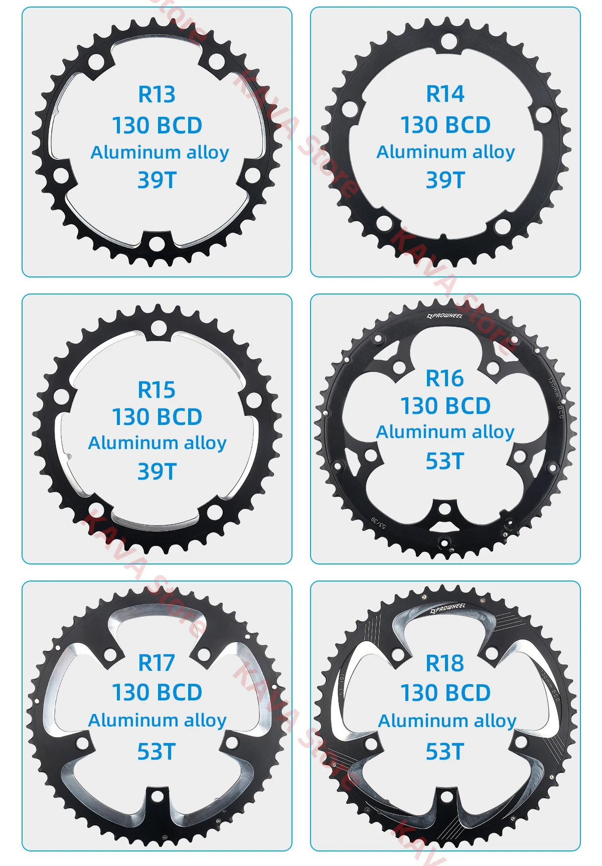 PROWHEEL Rennrad Kettenräder 110/130BCD Kurbelgarnitur Kettenblatt 34/39/50/53T Kettenblatt 8/9/10/11/12 Geschwindigkeit Fahrrad Zahnplatte Teile – Detail 11