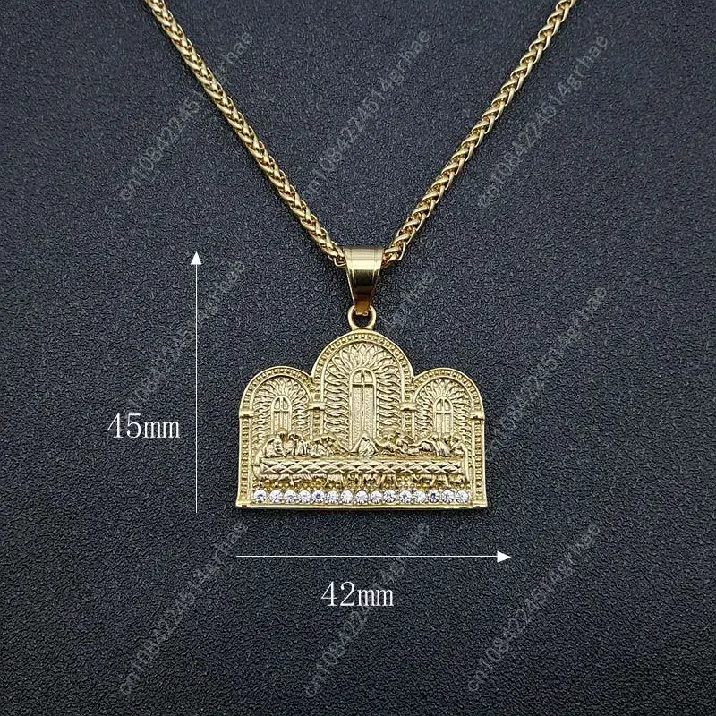 Hip Hop Hiphop Ultima Cena Collana con ciondolo Ornamento Pendenti in acciaio inossidabile Collana di gioielli per feste per uomini e donne