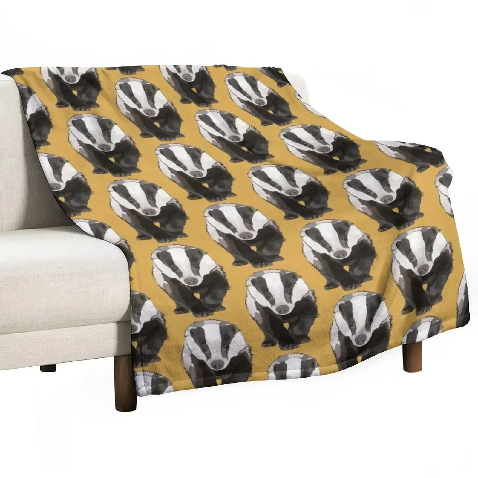 Mustard Ochre Badger by www.BeeFoxTree.com Throw Blanket Hair blankets ands Picnic decorative warm for winter Blankets