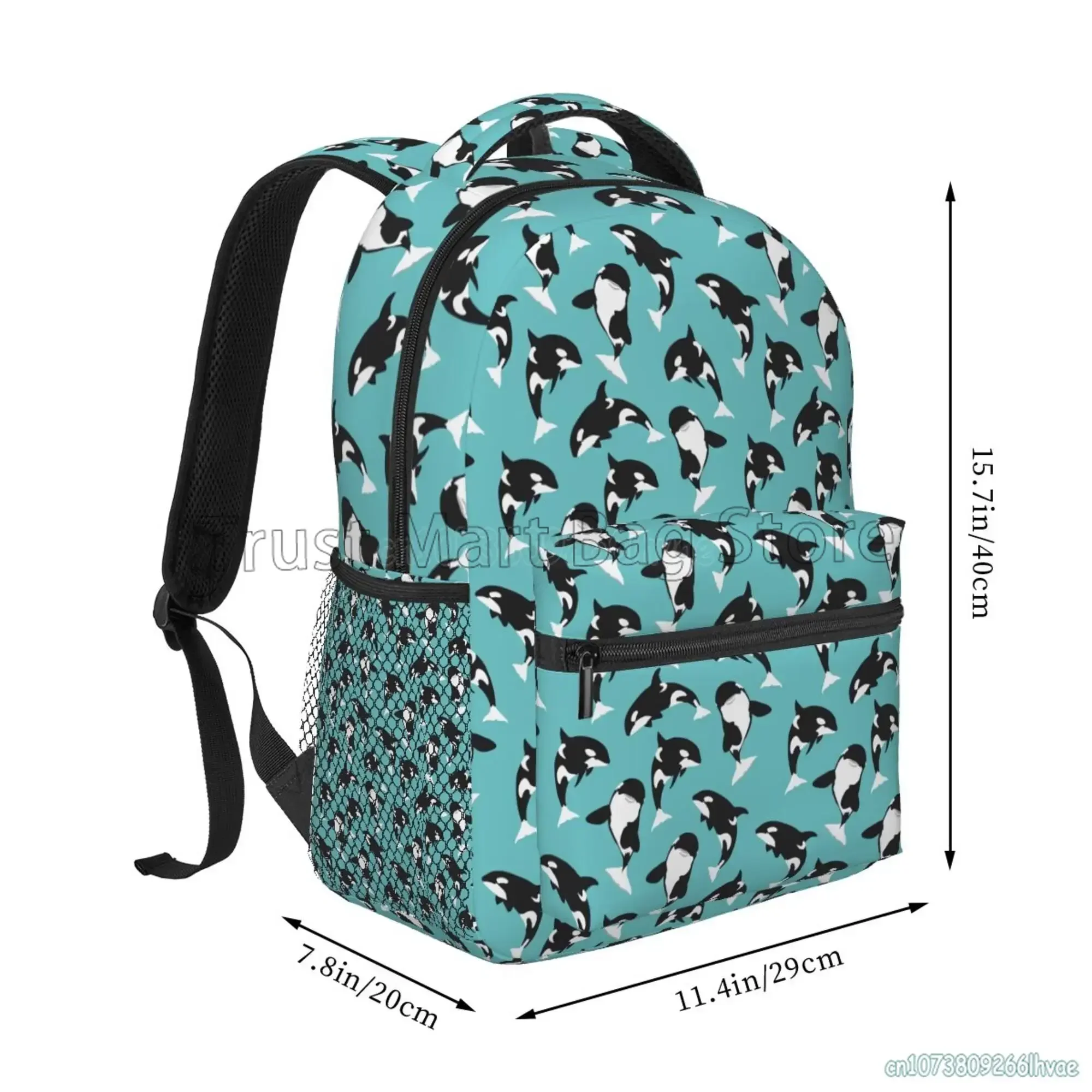 Killer Whale Orca Theme Travel Backpack for Women Men 15.6 Inch Durable Lightweight Student Book Bag Hiking Camping Daypack