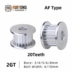 GT2 2GT Timing Pulley 20Teeth AF Type Bore 3/4/5/6/8mm Belt Width 6/10mm 3D printed parts