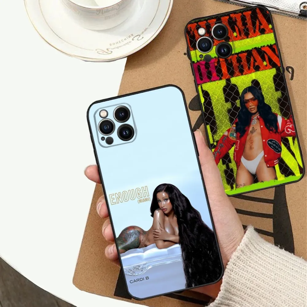 

Singer Cardi B Phone Case For Apple iPhone 15,14,13,12,11,XS,XR,X,8,7,Pro,Max,Plus,mini Silicone Black Cover