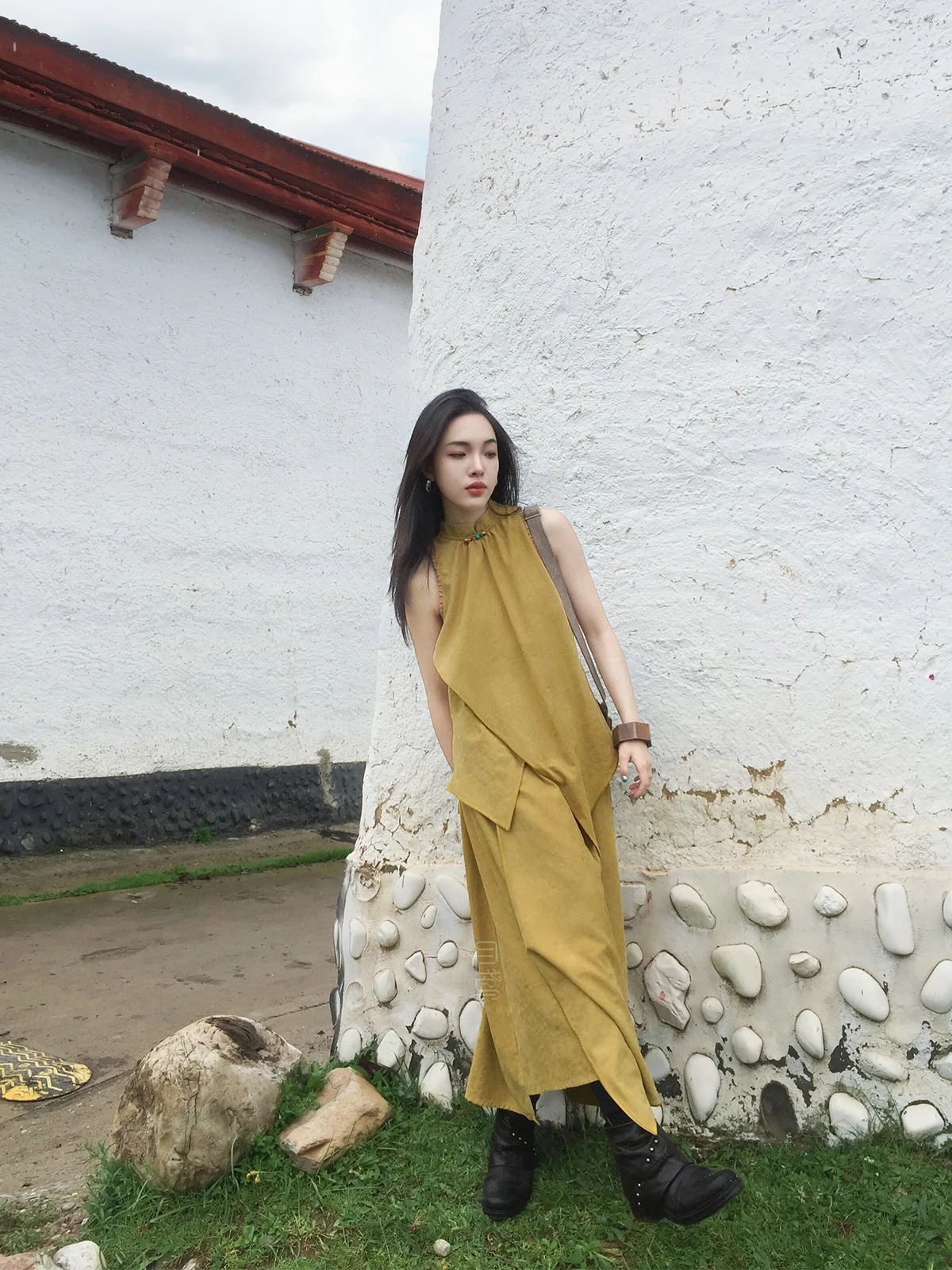 

Летний новый китайский комплект из двух предметов: топ с воротником-стойкой и брюки, женский тибетский модный костюм, трендовый наряд