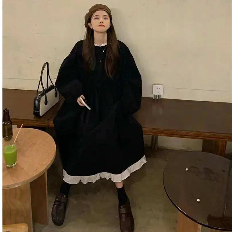 Plus Size 5XL 140KG Autumn Winter Womens Long Dress Casual Female Women's Dresses Oversized Woman Clothing