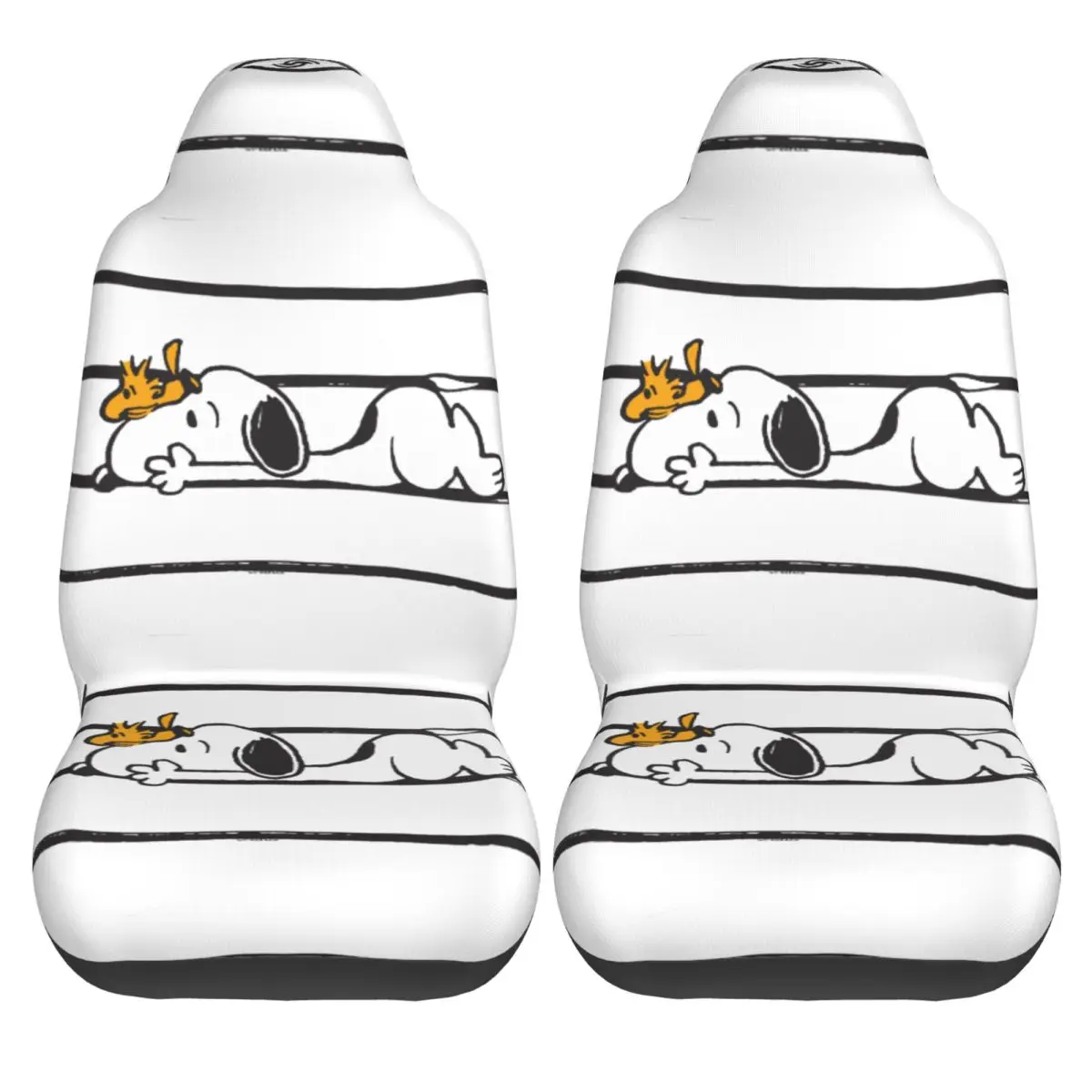 غطاء مقعد السيارة سنوبيس آند وودستوك، مجموعة أغطية مقاعد عالية الجودة مكونة من قطعتين مناسبة عالميًا للشاحنات والسيارات