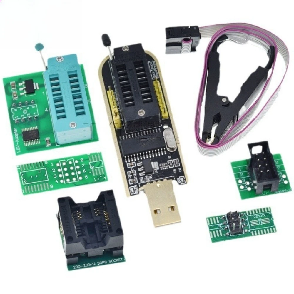 CH341B programmer, free clip SOP8/16BIOS programming line IC line chip programming seat