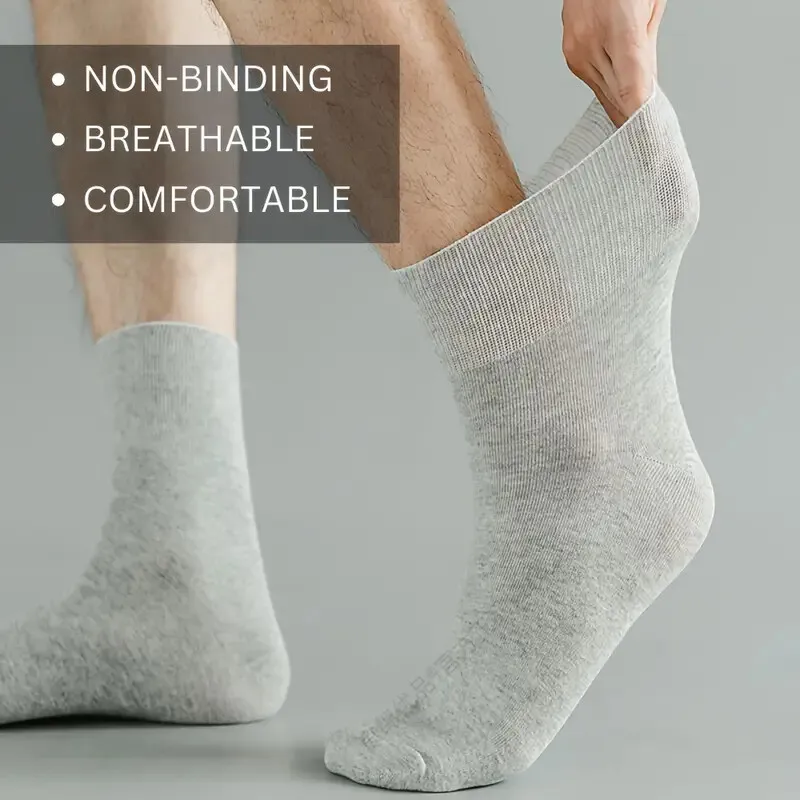 7 Paar nicht bindende Diabetes-Socken für Herren, bequeme, atmungsaktive Socken, geeignet für ältere Menschen, für dicke Füße, Herren, Übergröße 39–48 – Detail 5