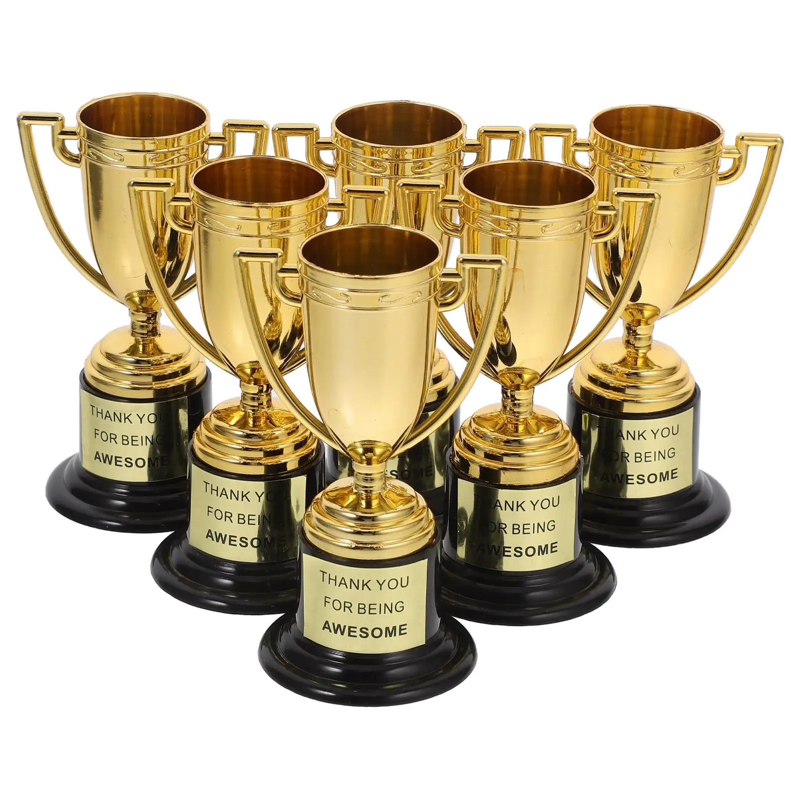 

6pcs Mini Gold Plastic Award Cups School Competition Trophies for Kids Sports Party Favor Small Plastic Awards Gift Packaging