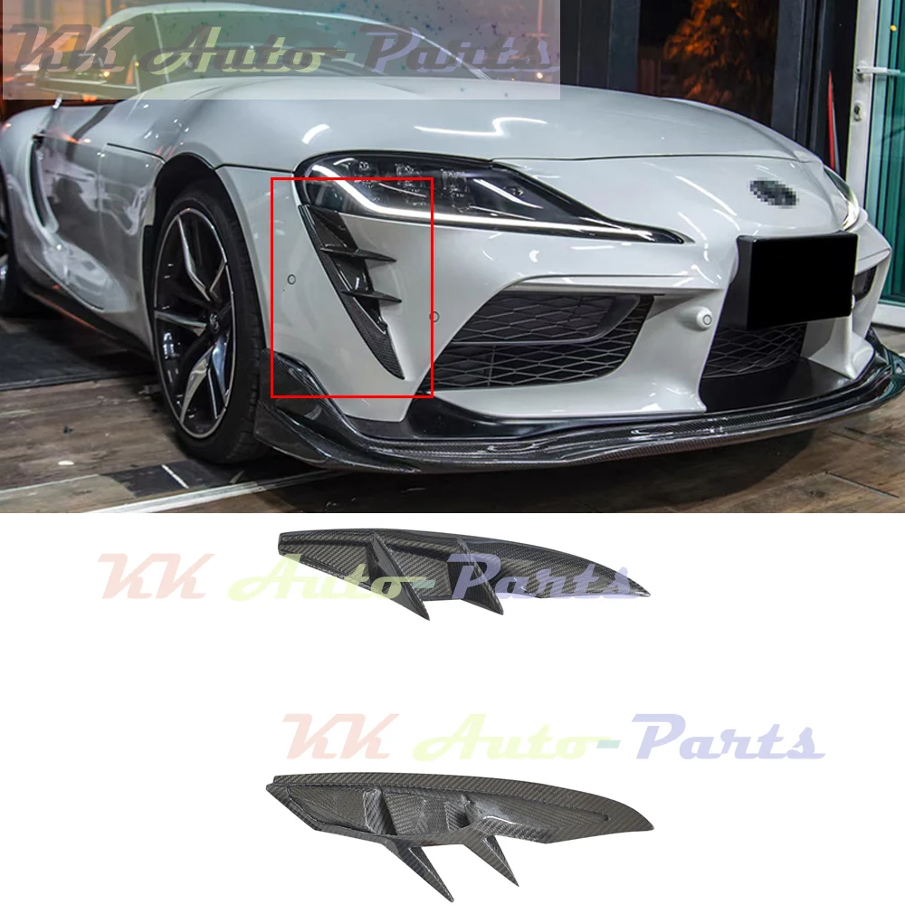 

Для TOYOTA SUPRA A90 MK5 2020+ Карбоновые передние сплиттеры бампера в стиле OTD, боковые угловые накладки-канарды, тюнинг-аксессуары для авто
