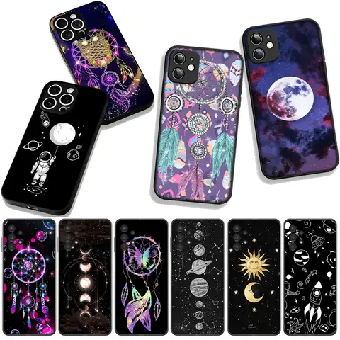 Cover for Apple iPhone 16 15 11 17 Pro XS Max XR 6 7 8 Plus + SE 2022 17E 16E Phone Case Moon Stars Dreamcatcher Dream catcher