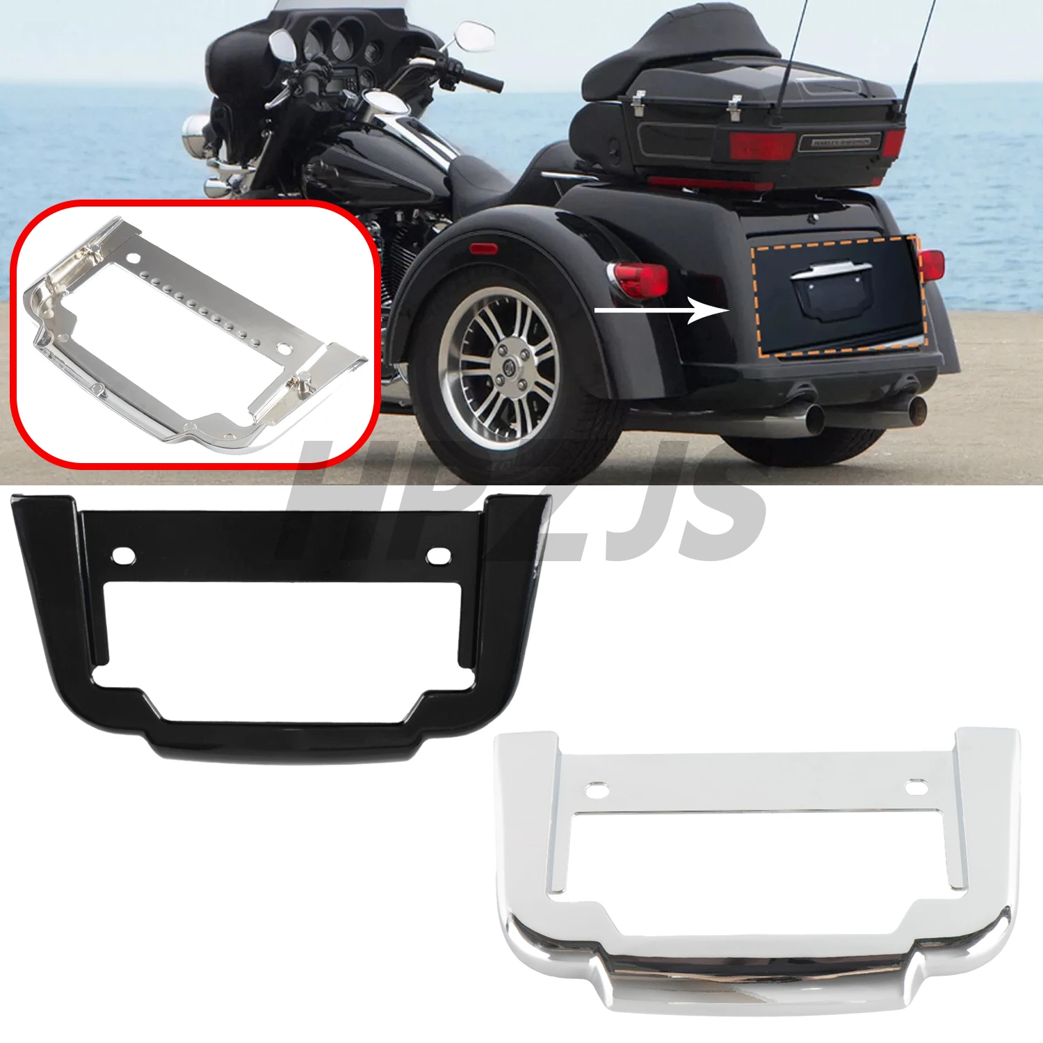 

Rear License Plate Frame Mount Bracket For Harley Tri Glide Ultra Classic FLHTCUTG 2011-Up FLHXXX Street Glide Trikes 2010-2011