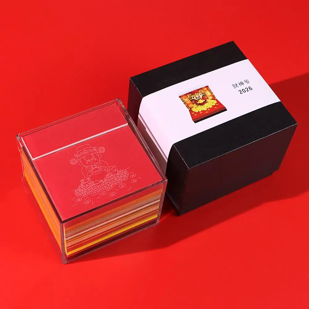 إله الثروة Zhaocai 2026 التقويم مع أضواء ثلاثية الأبعاد ورقة كرافت المفكرة مذكرة الوسادة كتلة ملاحظات ورقة القرطاسية اكسسوارات ديكور