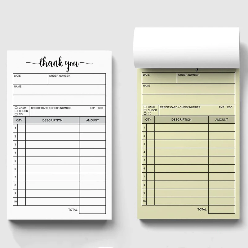 

1 Receipt Book Carbonless Paper Thank You Sales Order Small Business Invoice Book - (50 Each White/Yellow)