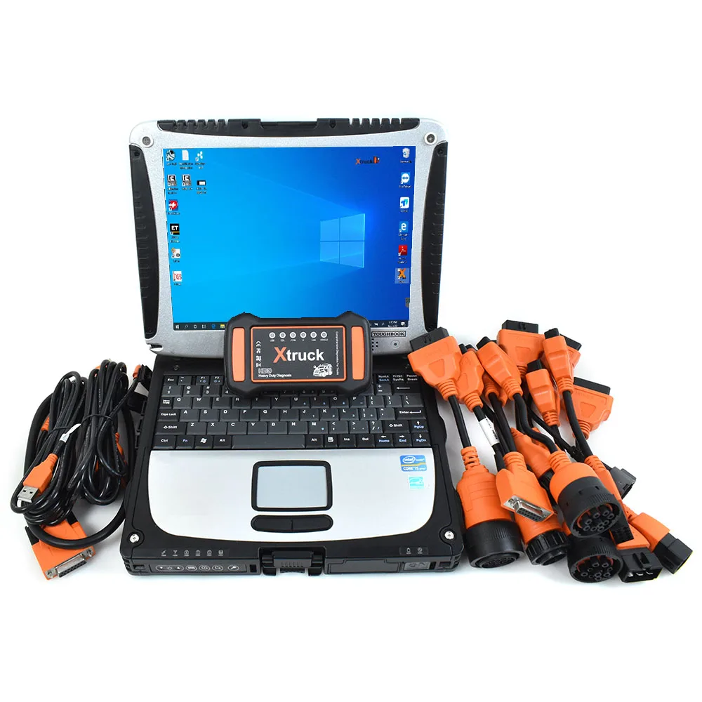 CF19 Laptop+Full Set XTRUCK Y009 HDD Multi-brands OBD2 for Truck Diesel Construction Machinery Excavators Diagnostic Tool