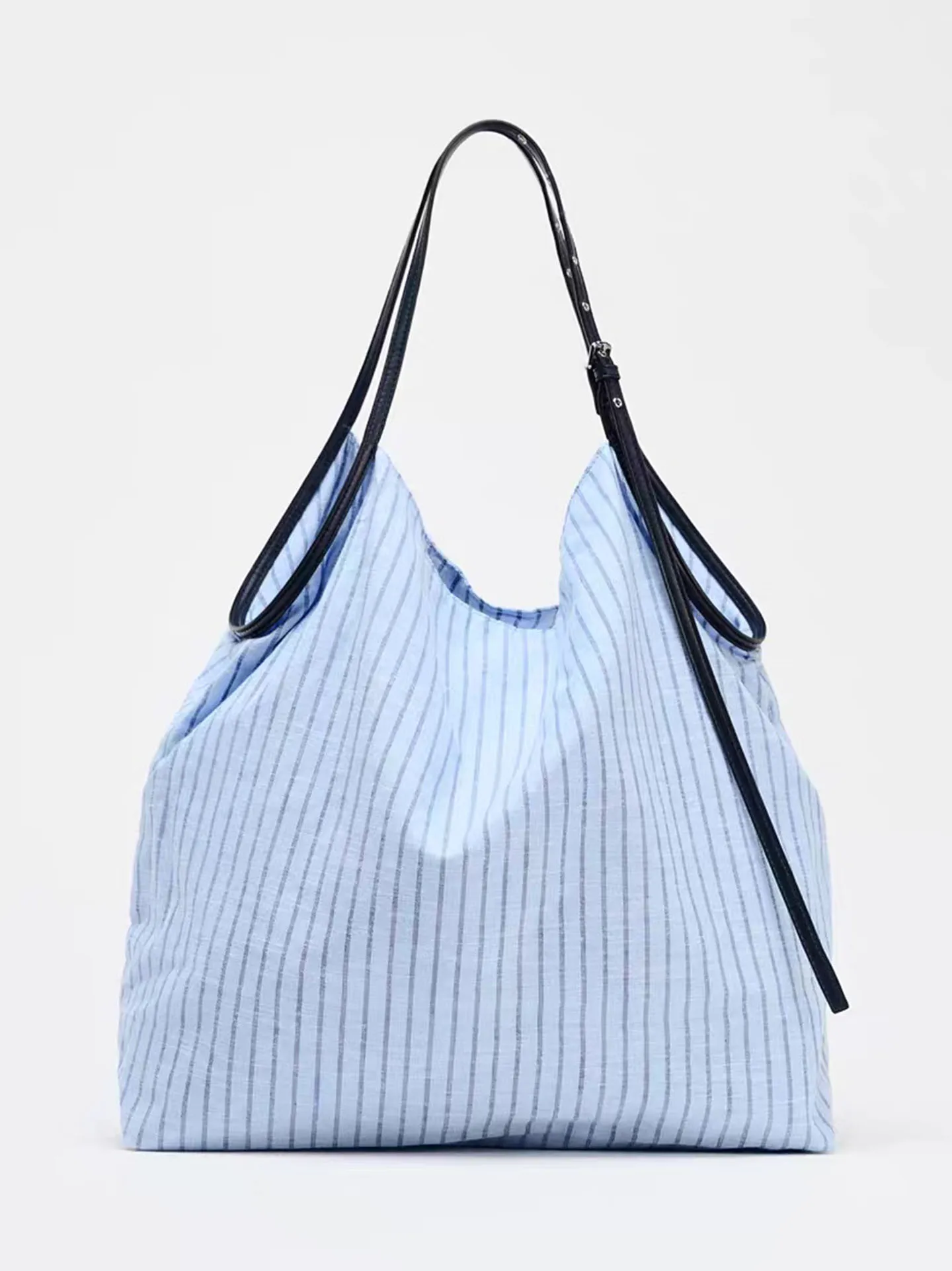 

Casual Blue Striped Canvas Versatile for Commuting Large Capacity Tote Bags 2025 New Shoulder Bag