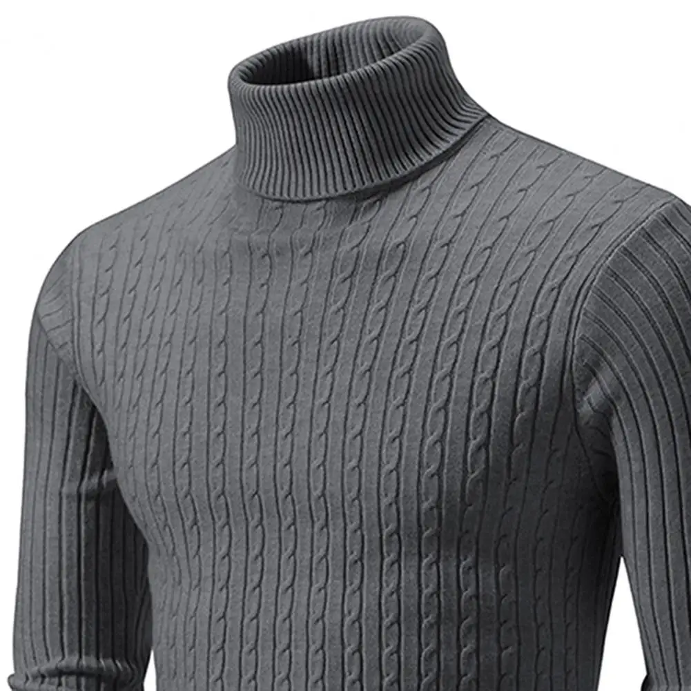New Men's High Neck Sweater Solid Color Pullover Knitted Warm Casual Turtleneck Sweatwear Woolen Mens Winter Outdoor Tops