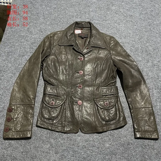Cappotto in pelle Faion vintage misto Sle eepskin Jaet con cerniera di media lunghezza ex Long Sve Streetwear