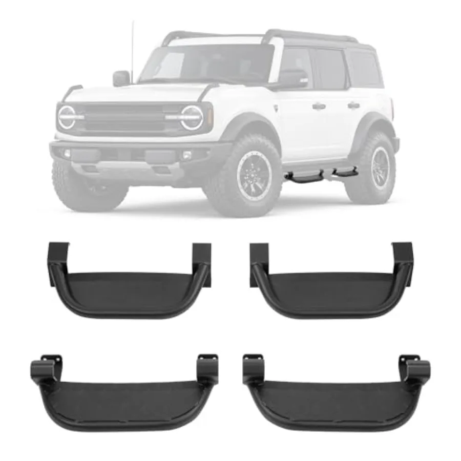 

Running Boards Side Steps Compatible with 2021-2025 Ford Bronco 4 Door Steel Powder Coated Black 4Pcs Side Bars Step Plates
