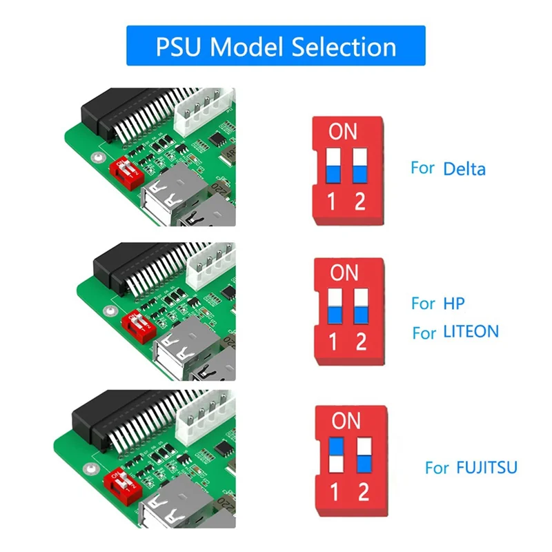 

Power Supply Breakout Board Adjustable Voltage Knob 3.3V/5V/12V /USB2.0/QC2.0/3.0/12V For HP/DELTA/FUJITSU/LITEON PSU Durable