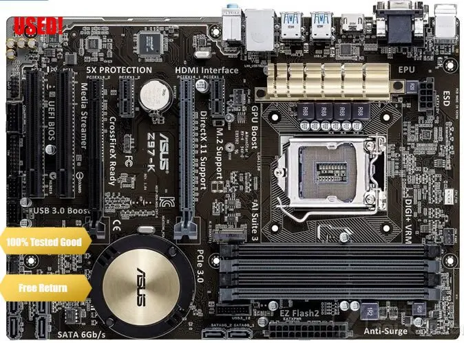 Asus Z97-K Desktop Motherboard LGA 1150 DDR3 USB2.0 USB3.0 32GB For I3 I5 I7 CPU Z97 Original motherboards free shipping