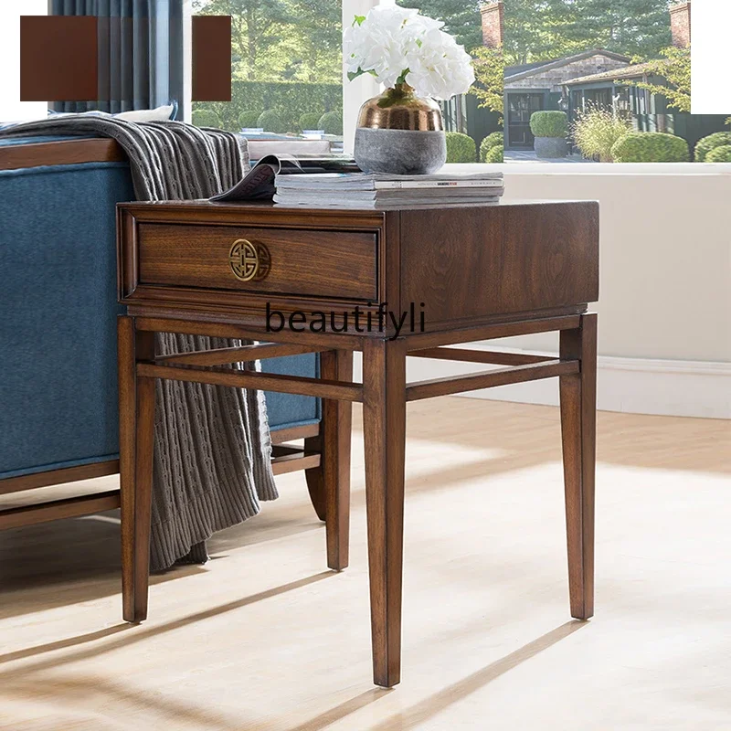 

yj5 New Chinese-style corner sofa living room simple small side table side cabinet household small tea table