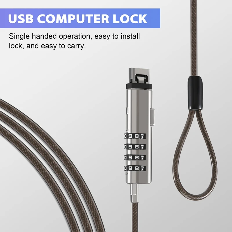 Imagem -04 - Universal Segurança Bloqueio para Laptop Digital Cabo Usb