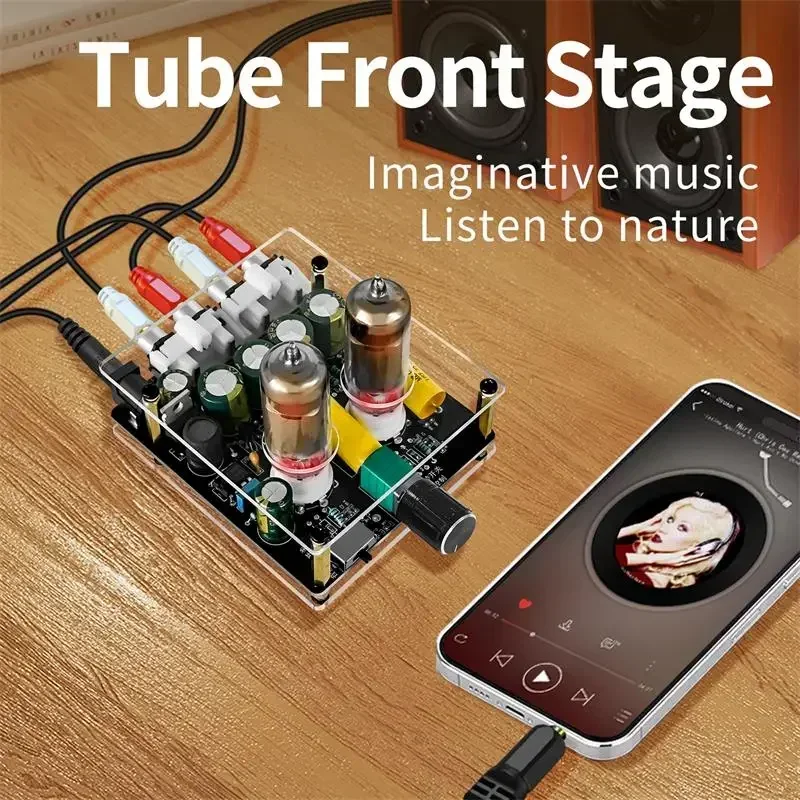 Upgraded 6K4 Tube Preamplifier Amplifiers HiFi Tube Preamp Bile Buffer Auido Amp Speaker Sound Amplifier Home Theater DIY