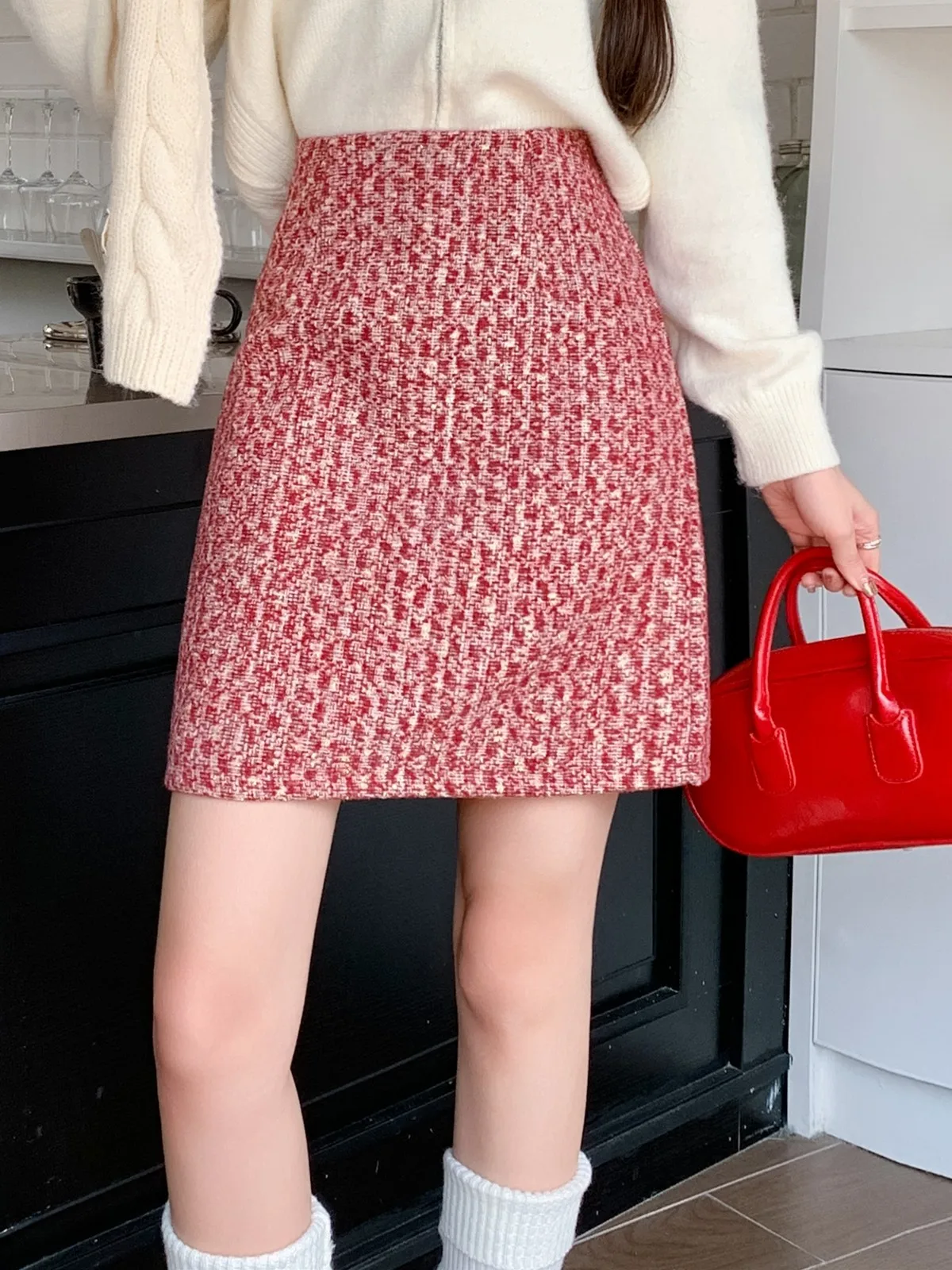 ZHISILAO Elegant High Waist A-line Skirt Women Vintage Lattice Straight Mini Skirt Autumn 2024