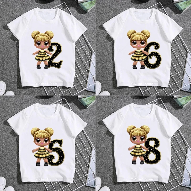 

Lo L surprise T Shirt Adorable Number 2-9 Print Tshirt Baby Kids Girl T-shirt Summer Top Children's Clothes Lovely Birthday Gift