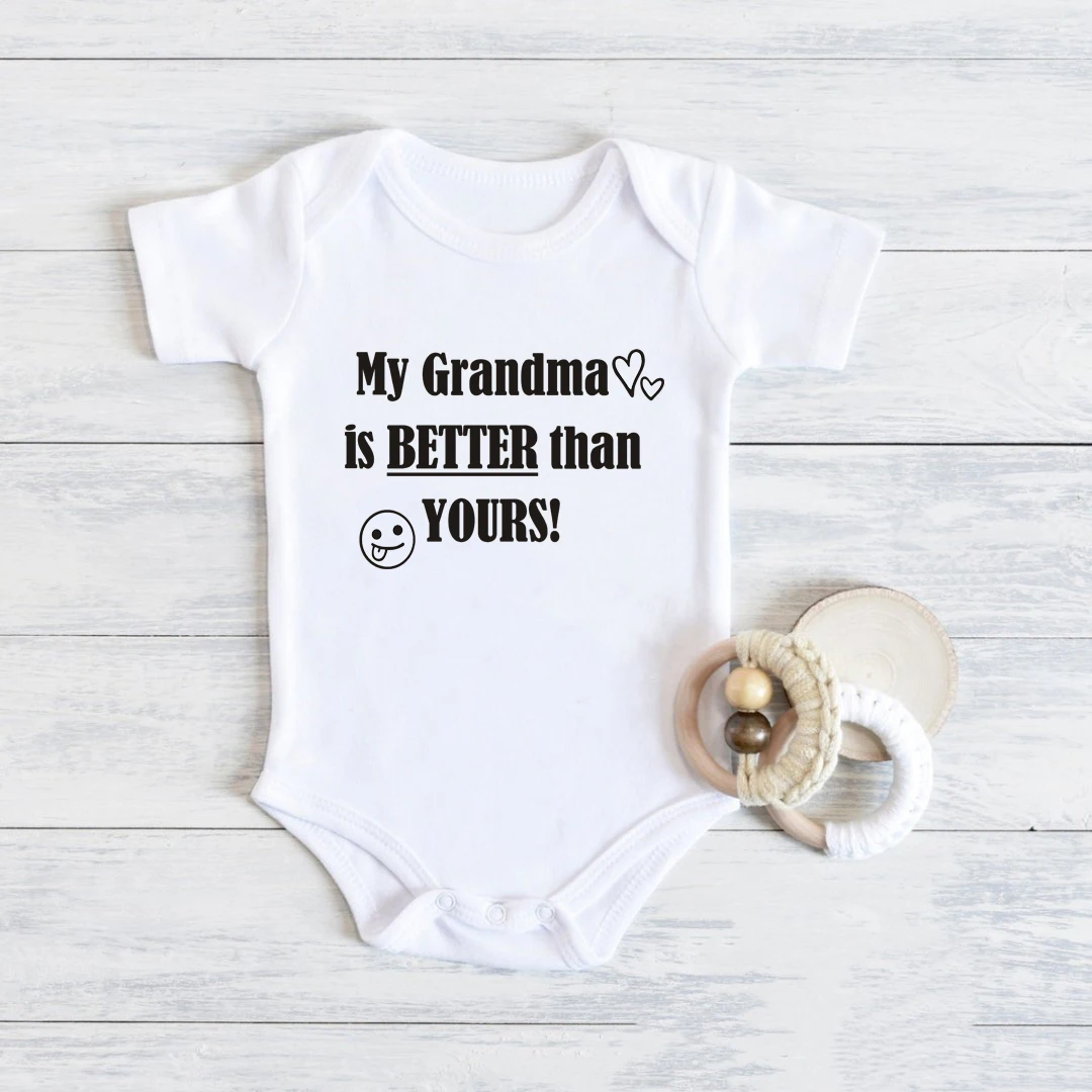 My Grandma is Better Than Yours Print Baby Bodysuit Funny Infant Clothes Short Sleeve Boys Girls Jumpsuit Cotton Toddler Rompers