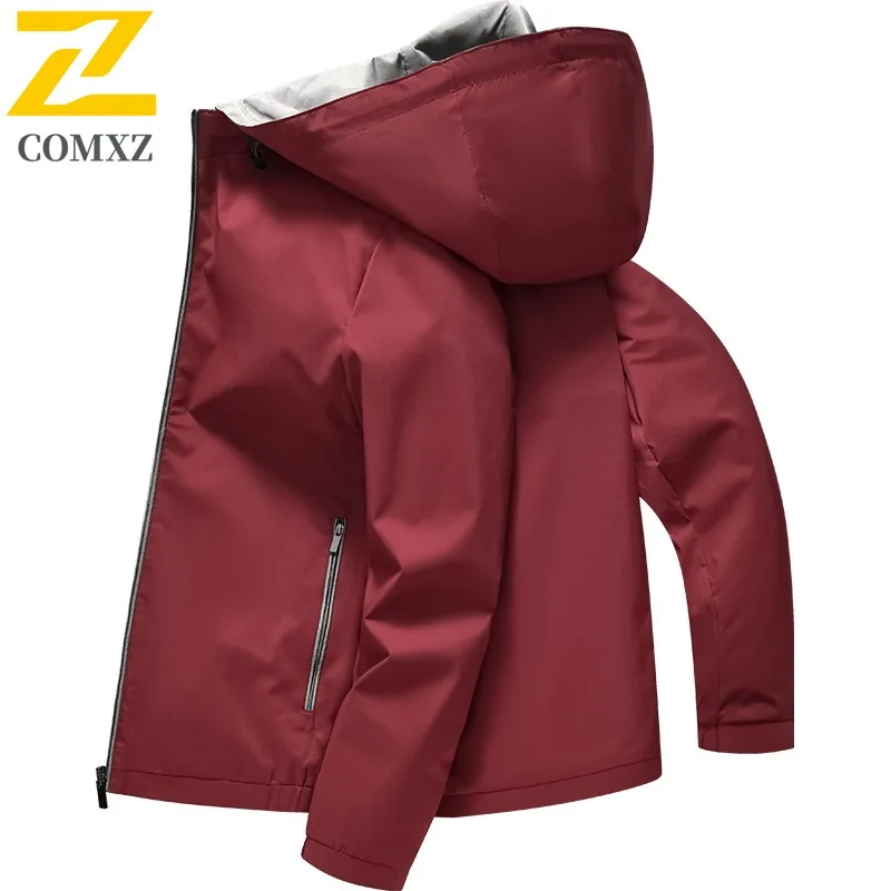 COMXZ سترة واقية للزوجين موضة مقنعين مقاوم للماء يندبروف سترة خارجية للمشي التخييم الصيد العصرية أكتيفيوير 2025