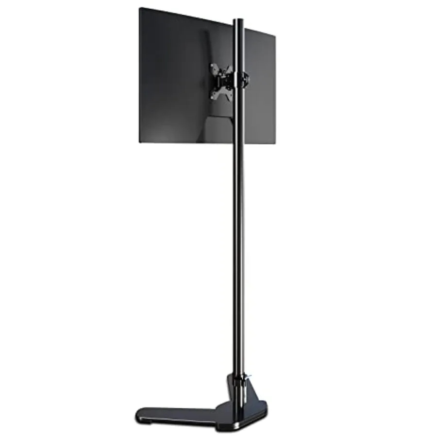 Floor computer stand for 13-27 inch screens steel construction black extra-long 47 inch pole free-standing supports up to 22 lb