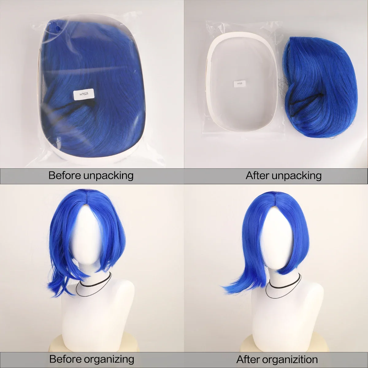 Peruca curta azul para mulheres, peruca curta bob azul anime para cosplay de halloween, roupa de cosplay feminina, peruca sintética para fantasia