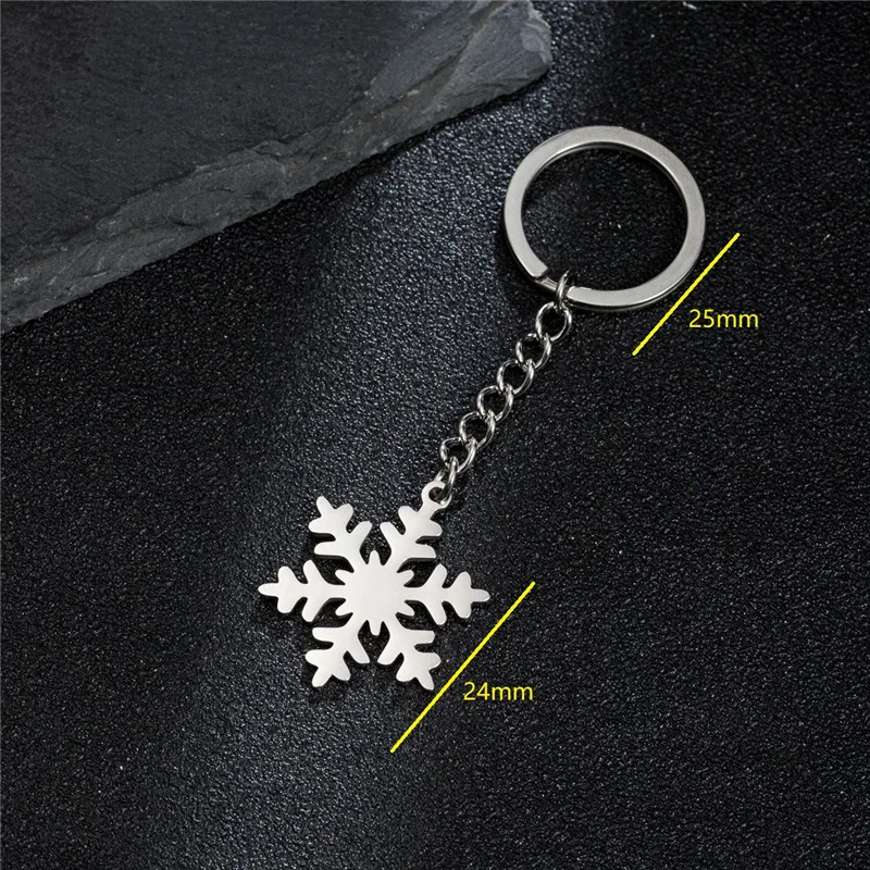 Christmas Stainless Steel Tree Snowflake Charm Key Chain Cute Deer Rabbit Keyring Girl Xmas Party Keychain Bag Purse Accessories