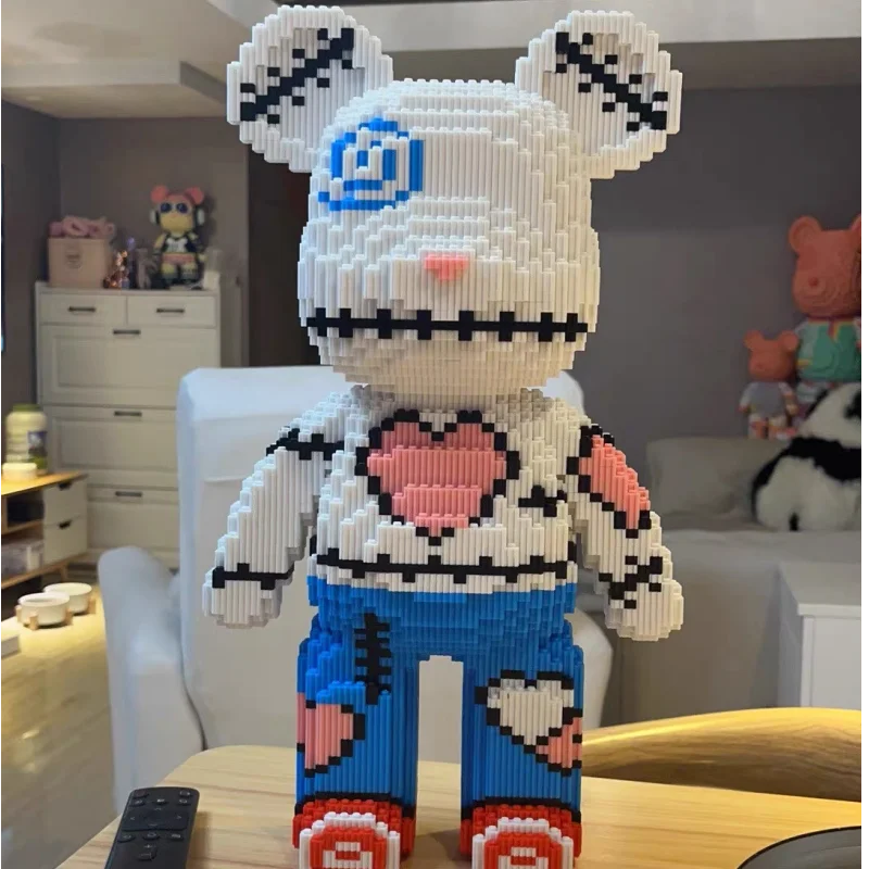 

46cm Fluid Art Bear Building Blocks Kawaii Violent Bear Half Anatomy Bear Brick Figure Model Mini Bricks Toys For Birthday Gift